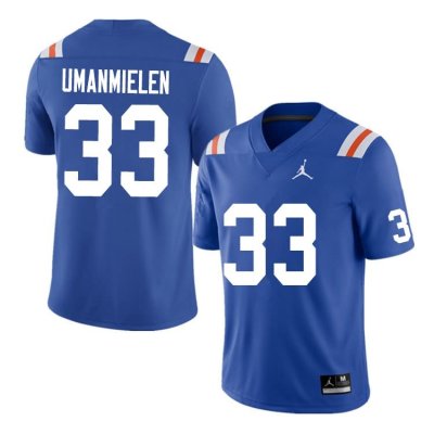 Men's Florida Gators #33 Princely Umanmielen NCAA Nike Blue Throwback Authentic Stitched College Football Jersey PWS3162XH